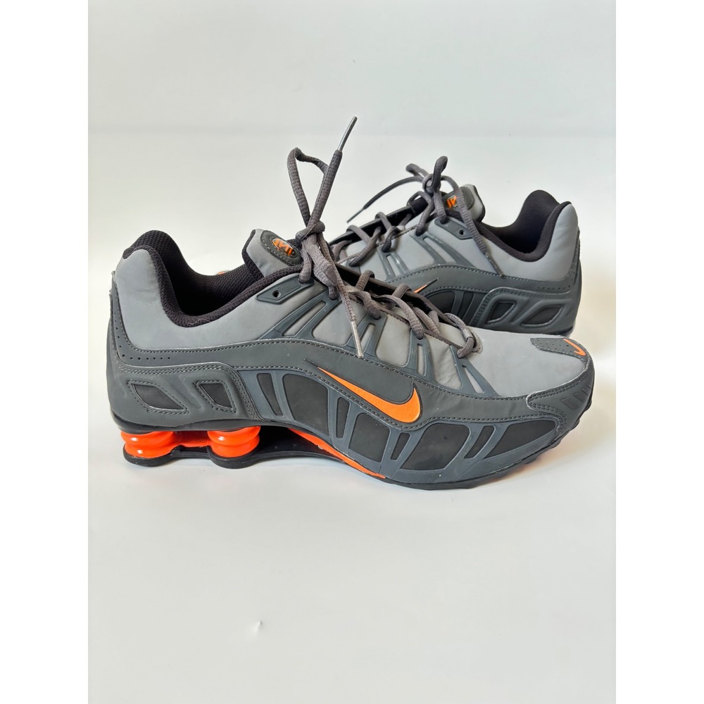 Nike Shox Shoes Men Size 12 Grey Orange Excellent 455541-080 Running Athletic